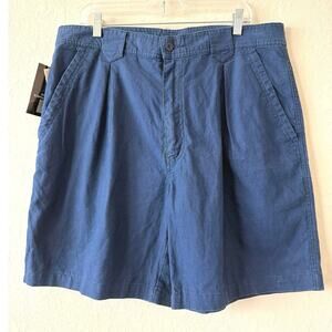 Expressions Men’s Navy Blue Bermuda Shorts Pockets Casual Cotton Blend Waist 36
